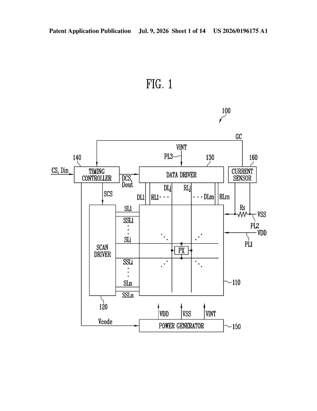 Samsung Display Patent: Dual-Mode Power Line Control — figure from US 2026/0196175 A1