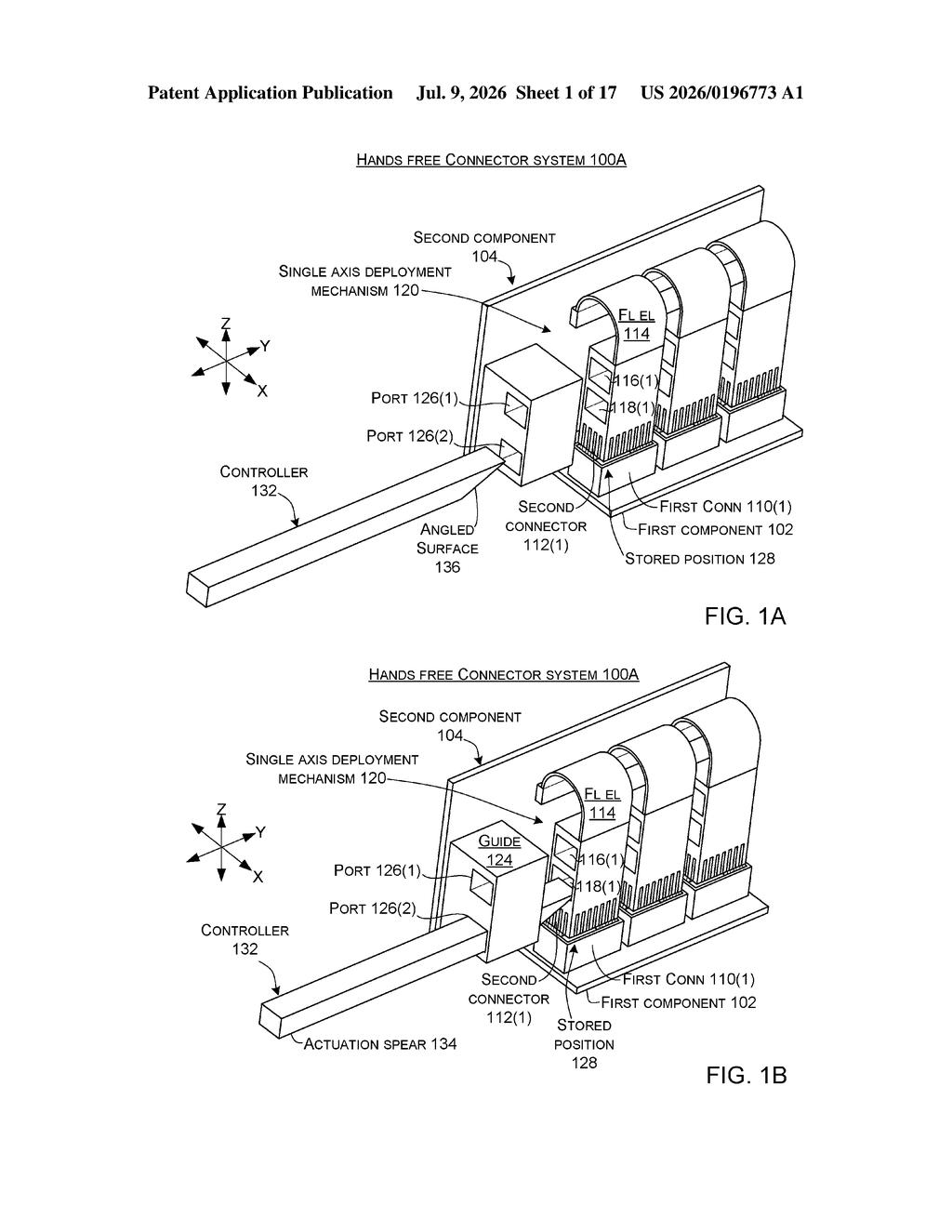 Microsoft Patent: Hands-Free Push-to-Connect Connectors — figure from US 2026/0196773 A1