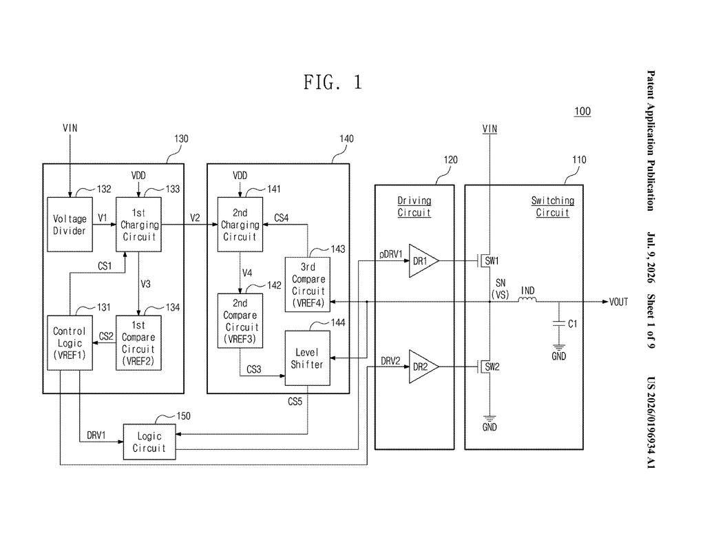 Samsung Patent: Voltage Converter With Switch Protection — figure from US 2026/0196934 A1