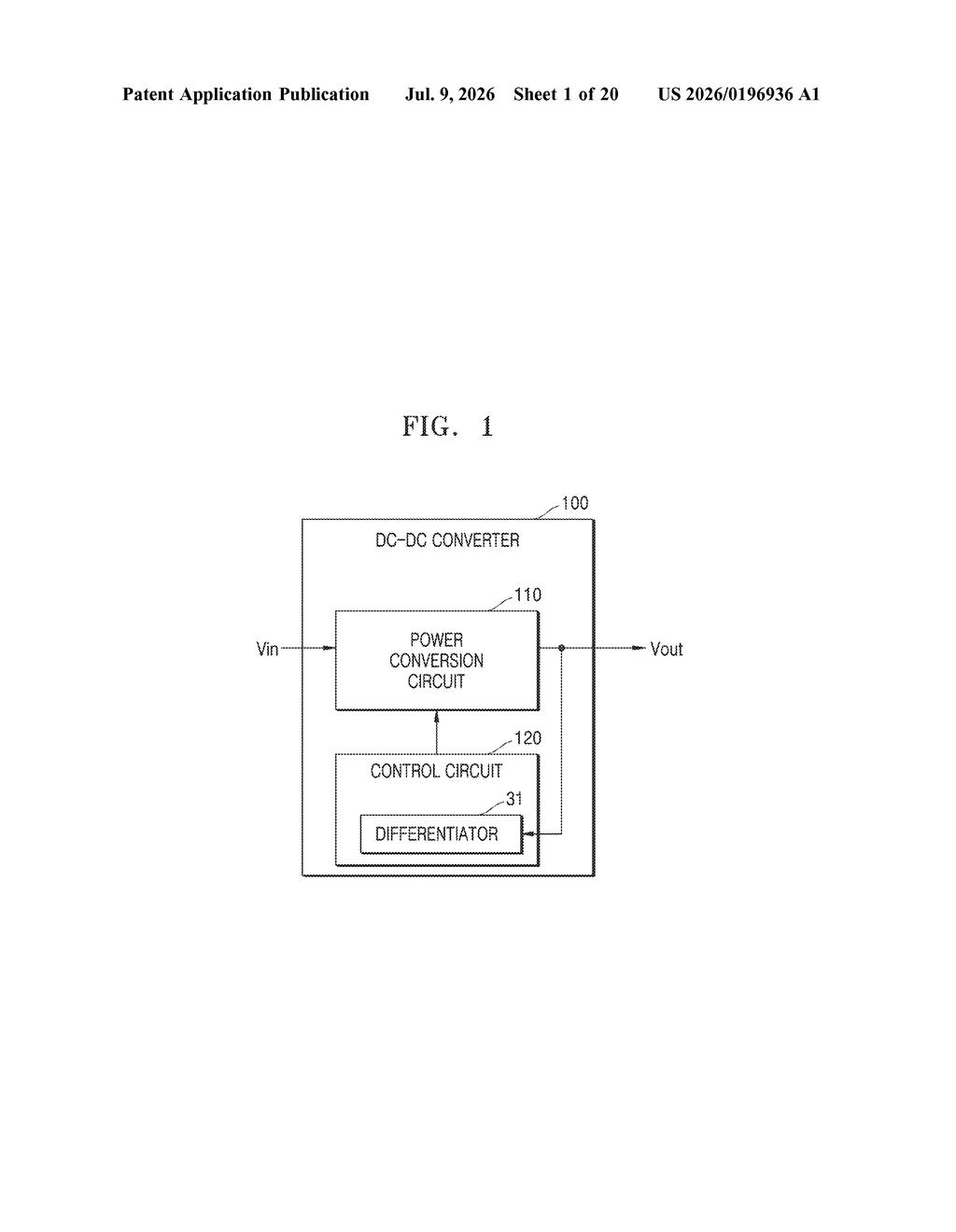 Samsung Patent: DC-DC Converter with Adaptive Pulse Control — figure from US 2026/0196936 A1