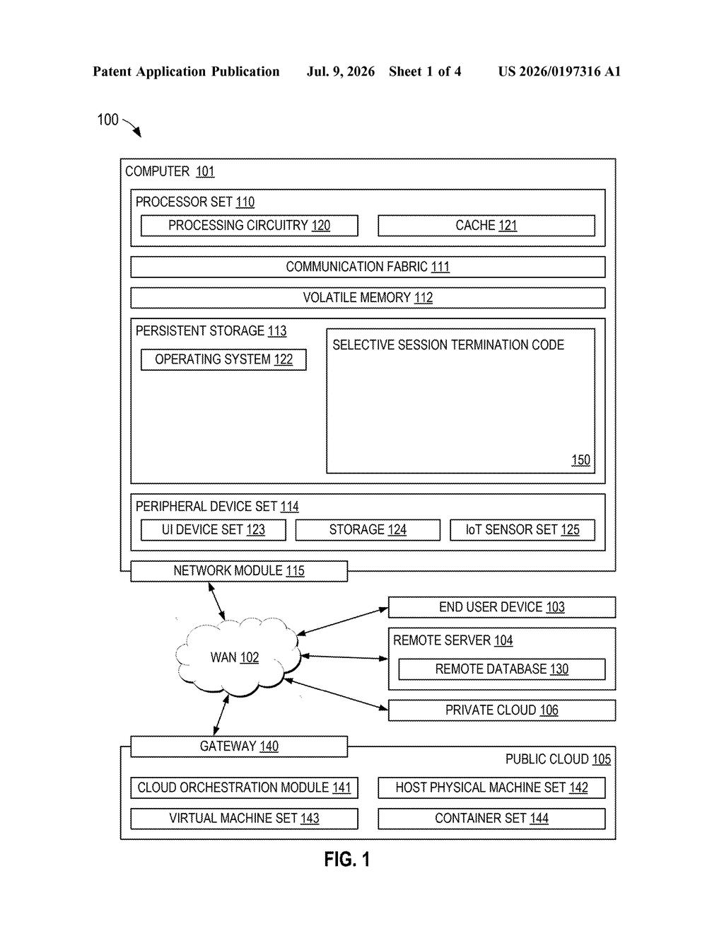 IBM Patent: Graceful Database Session Termination on Auth Change — figure from US 2026/0197316 A1