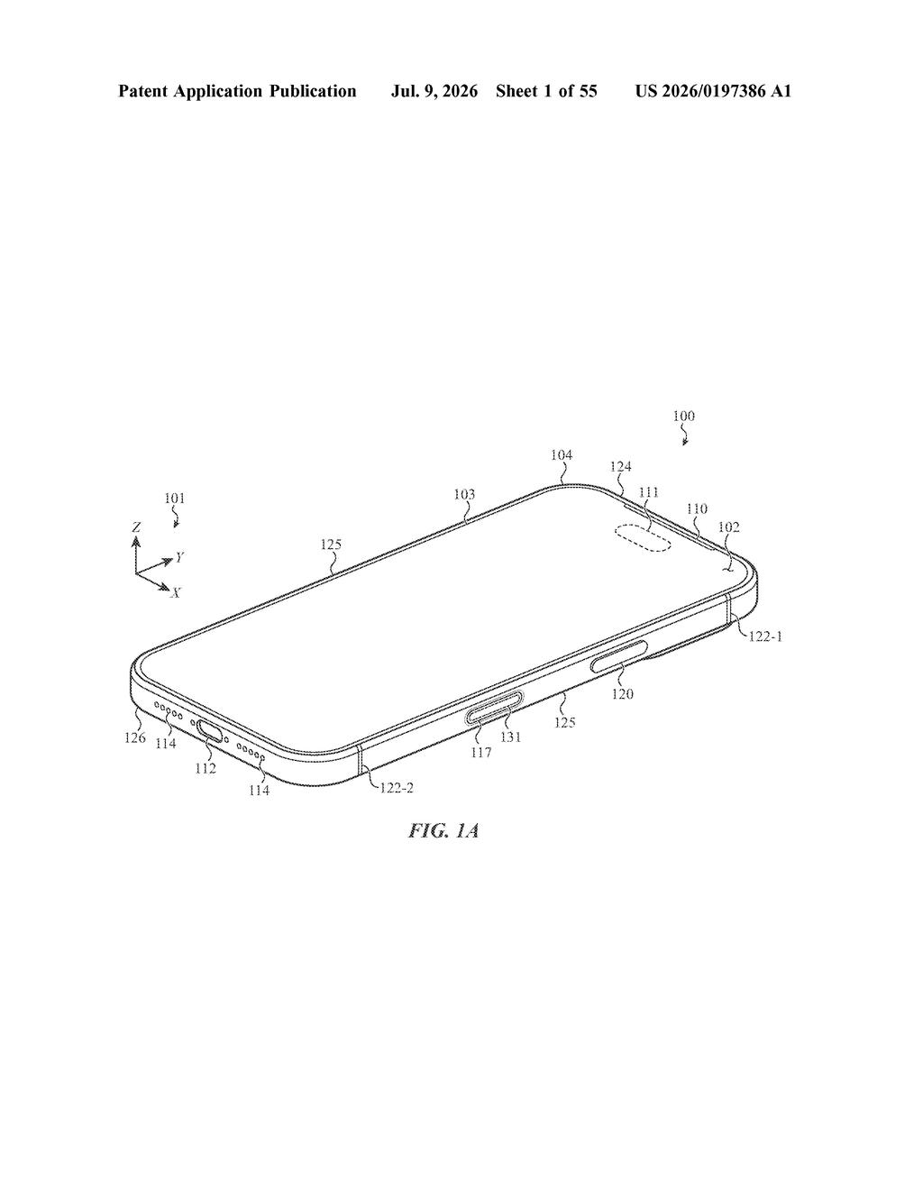 Apple Patent: Camera Bump as Hidden Antenna — figure from US 2026/0197386 A1