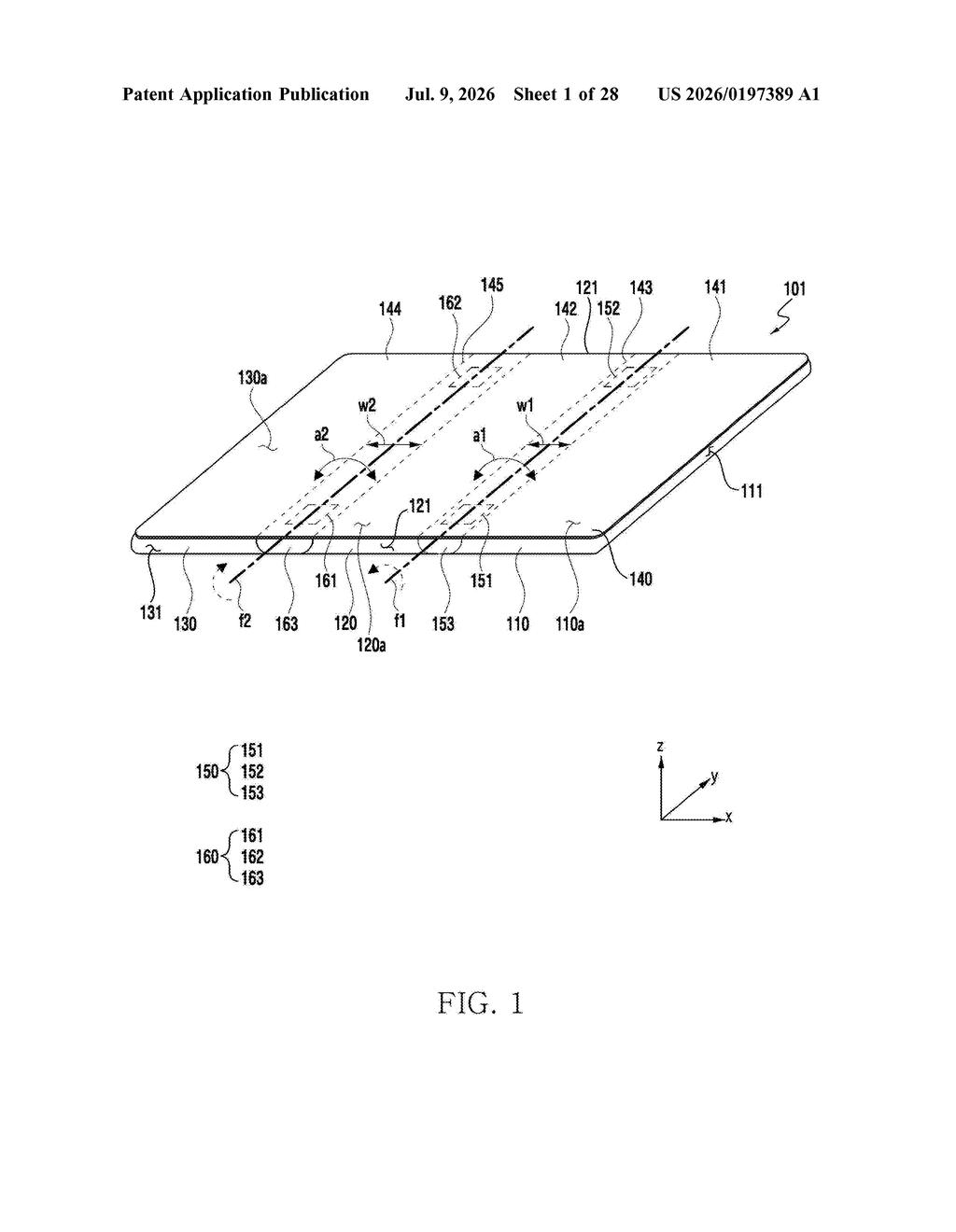 Samsung Patent: Foldable Phone Wiring Inside the Display Support — figure from US 2026/0197389 A1
