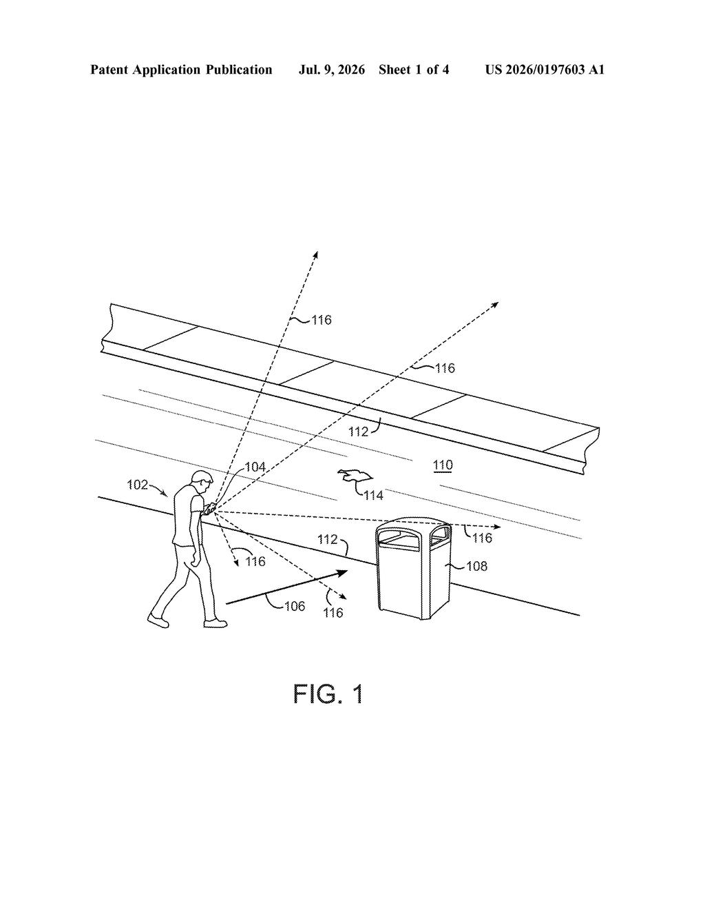 Google Patent: Phone Camera That Detects Road Hazards — figure from US 2026/0197603 A1