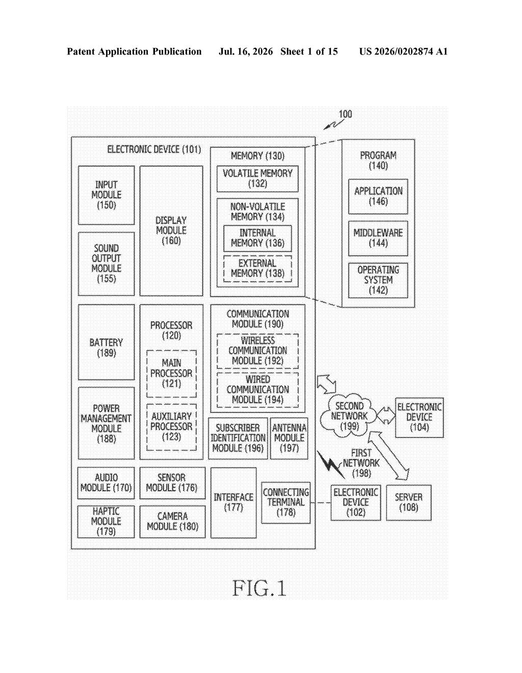 Samsung Patent: Foldable Phone That Wakes Based on Fold Angle — figure from US 2026/0202874 A1