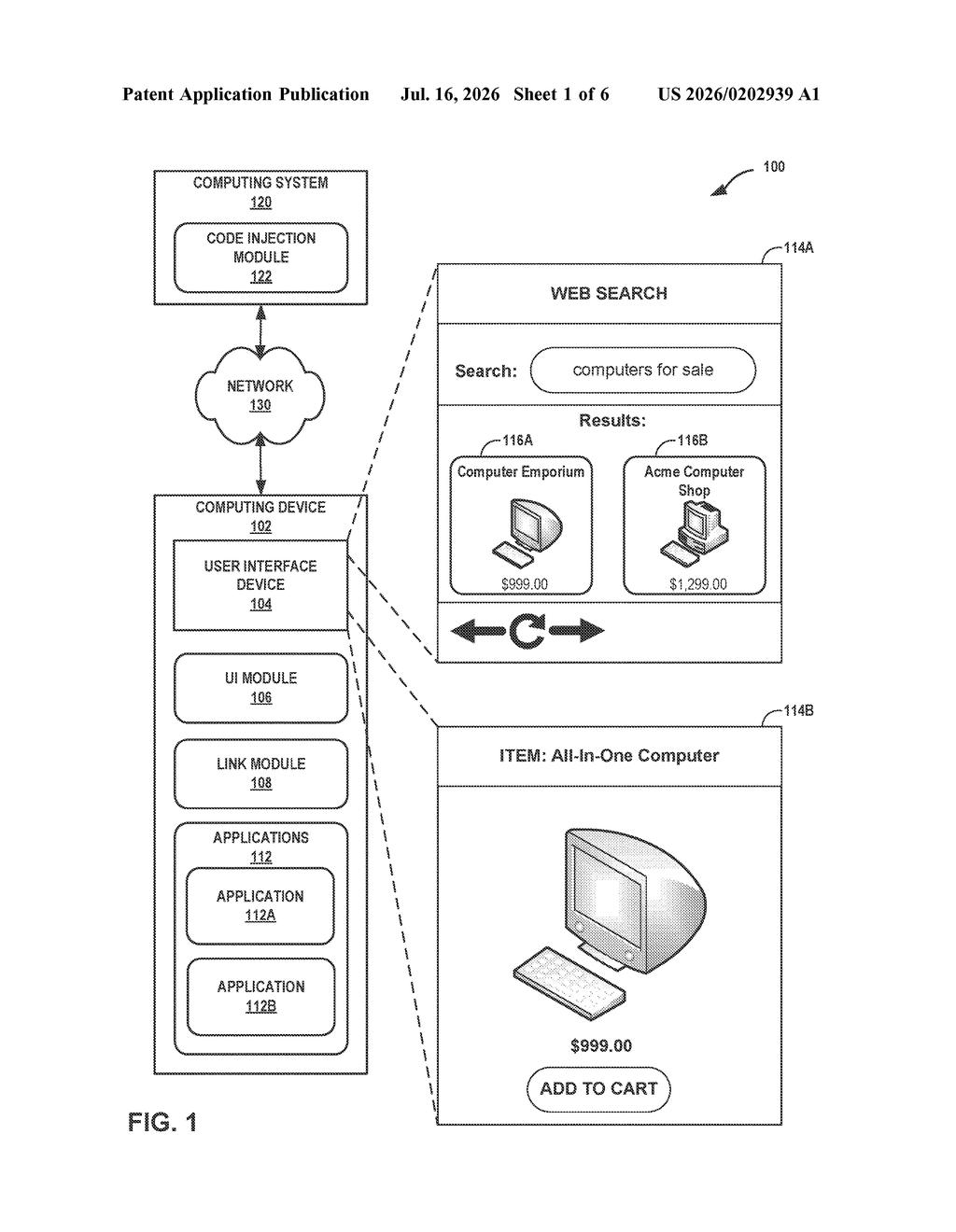 Google Patent: In-App Gestures for Deep Links Explained — figure from US 2026/0202939 A1