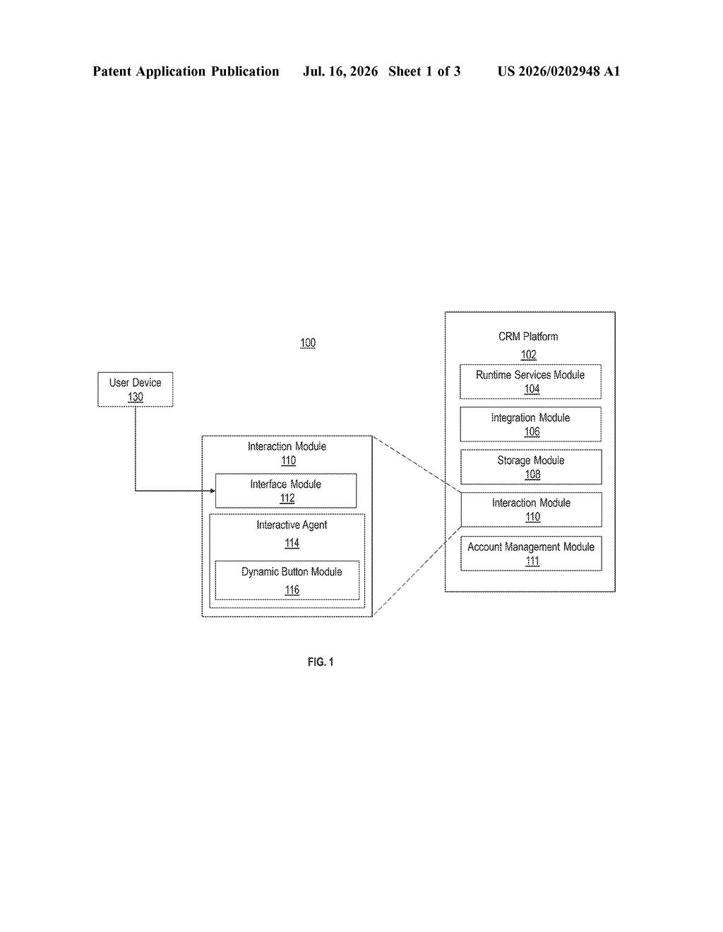 Salesforce Patent: Dynamic AI Chatbot Suggestion Buttons — figure from US 2026/0202948 A1