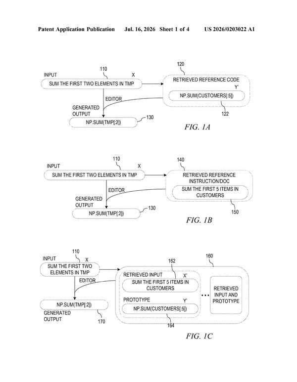 Patent drawing: IBM Patent Covers AI That Retrieves Real Code Examples Before Generating Output
