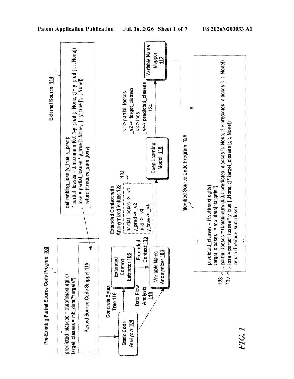 Microsoft Patent: AI That Renames Variables When You Paste Code — figure from US 2026/0203033 A1