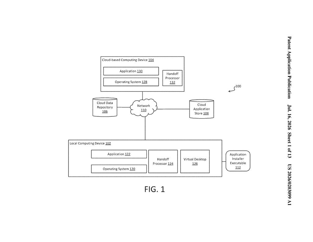 Microsoft Patent: Moving Running Apps to the Cloud — figure from US 2026/0203099 A1