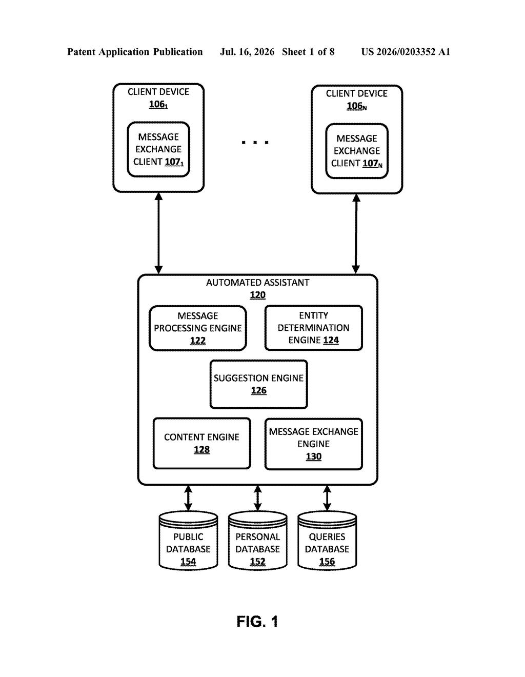 Google Patent: AI Suggestions Inside Group Chats — figure from US 2026/0203352 A1