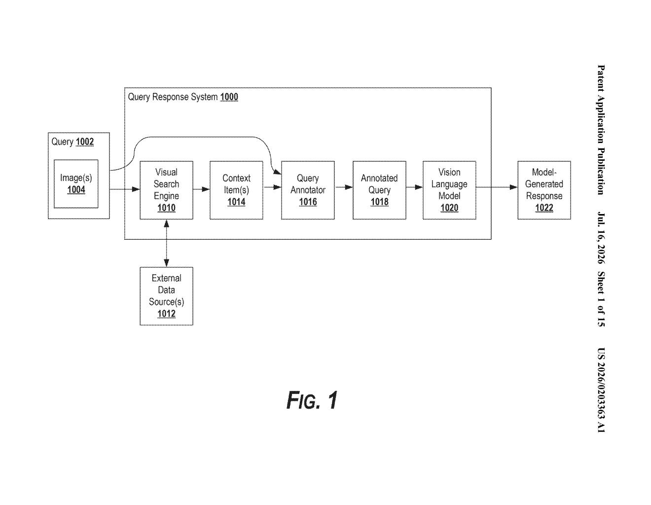 Google Patent: Using Visual Search to Boost AI Image Understanding — figure from US 2026/0203363 A1
