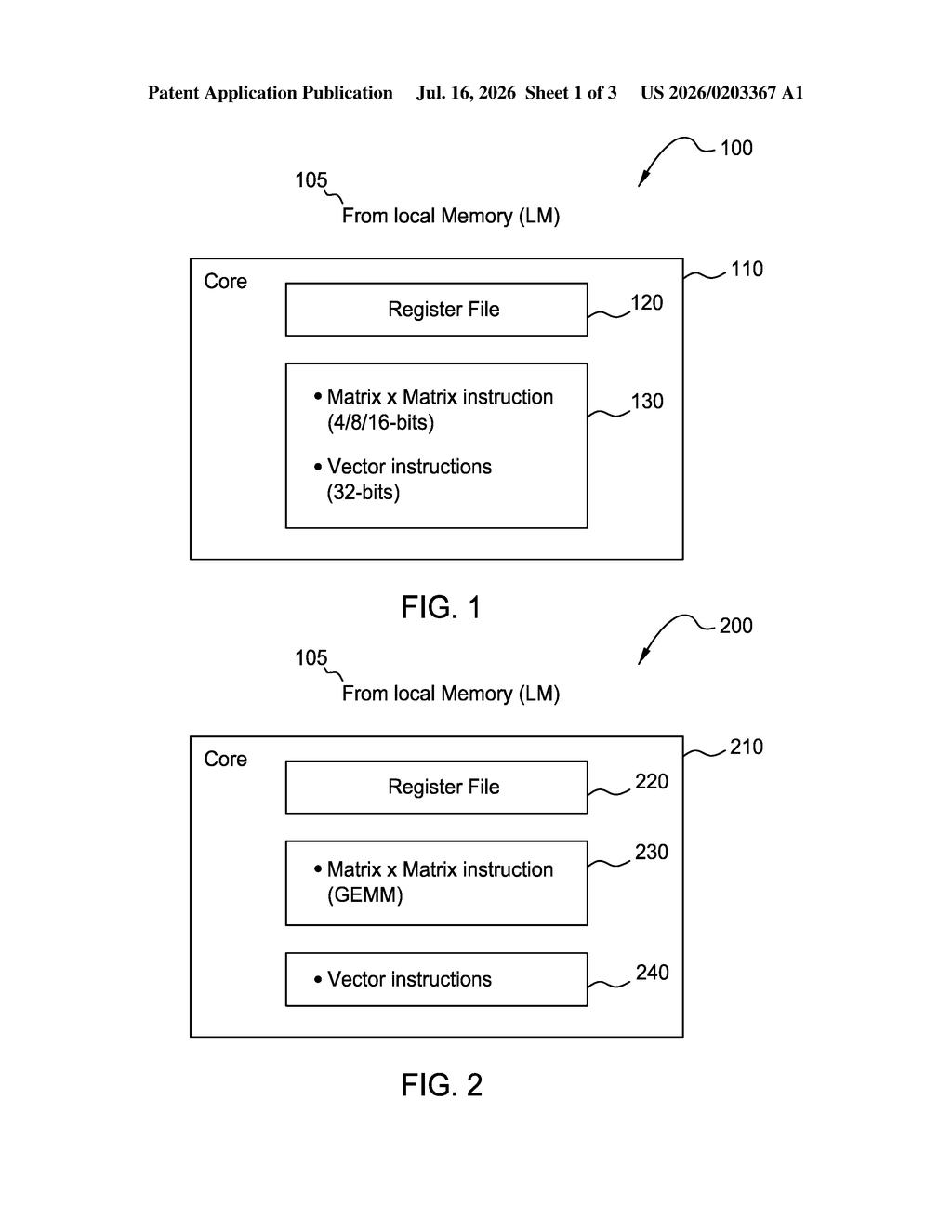 Xilinx Patent: Parallel Matrix and Vector AI Engine — figure from US 2026/0203367 A1