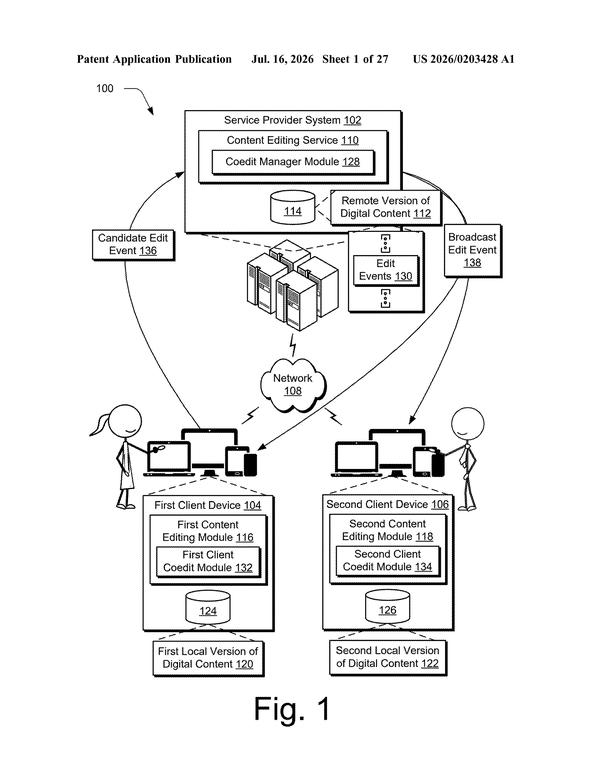 Patent drawing: Adobe Patents a System to Keep Shared Documents Identical Across Multiple Editors