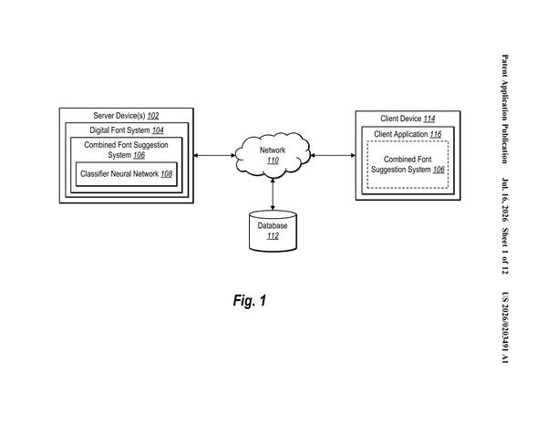 Patent drawing: Adobe Patent Targets Font Identification for Typefaces Outside Its Training Data