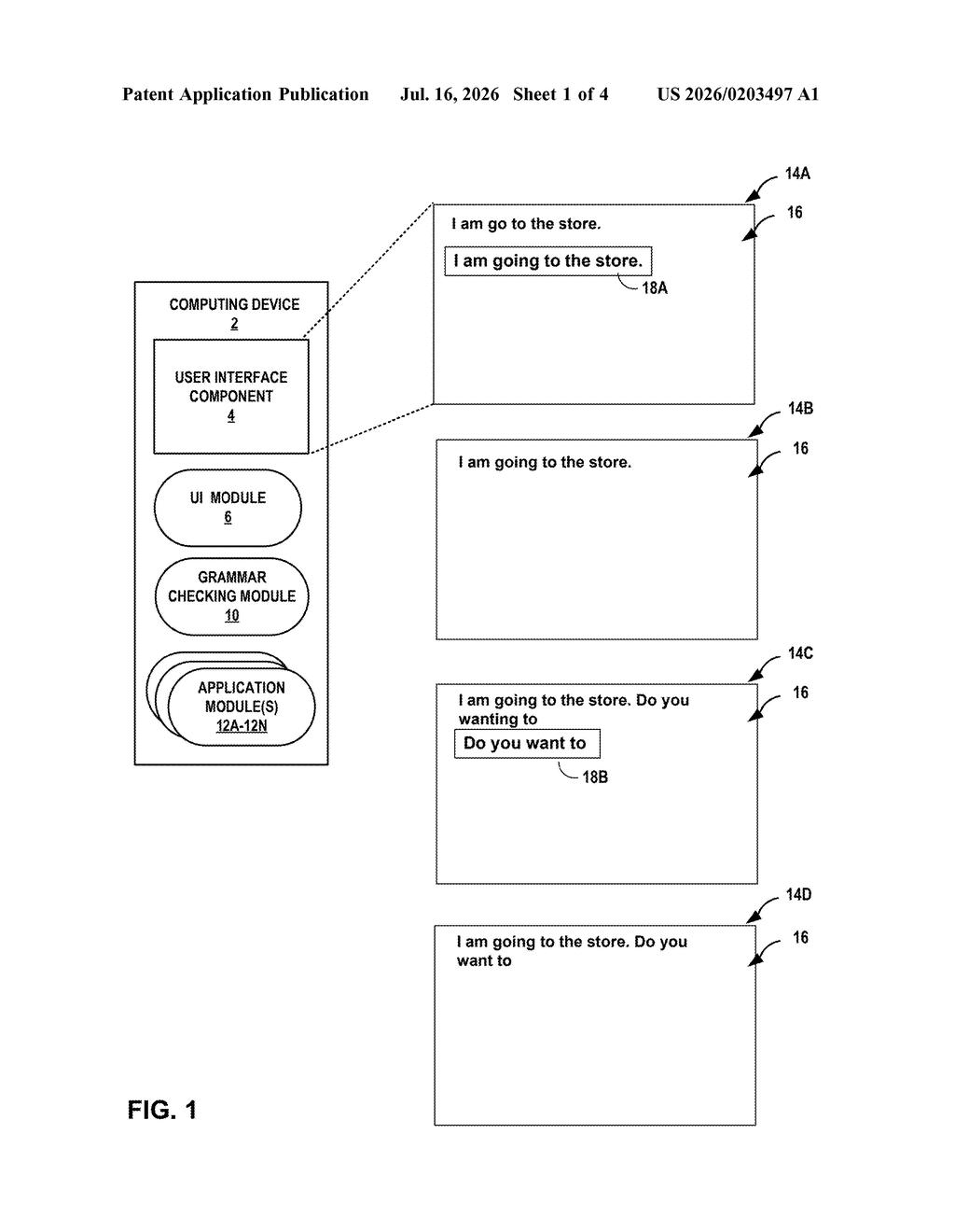 Google Patent: On-Device Grammar Checking Explained — figure from US 2026/0203497 A1
