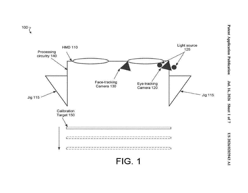 Google Patent: Calibrating AR Headset Eye-Tracking Cameras — figure from US 2026/0203943 A1