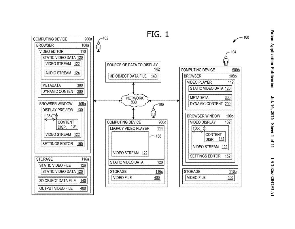 Microsoft Patent: Interactive 3D Objects Inside Video Files — figure from US 2026/0204293 A1