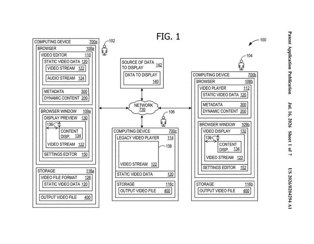 Microsoft Patent: Interactive Video Format With Live Updates — figure from US 2026/0204294 A1