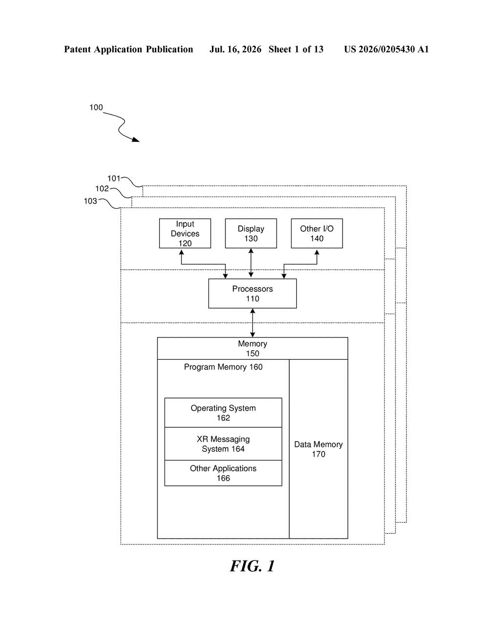Meta Patent: XR Messaging With Location-Based Delivery — figure from US 2026/0205430 A1