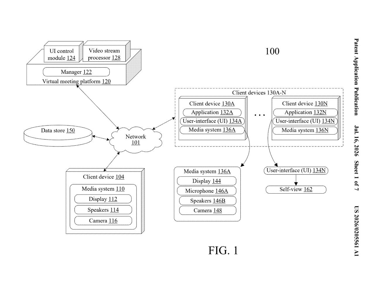 Google Patent: Movable Self-View in Video Calls — figure from US 2026/0205561 A1