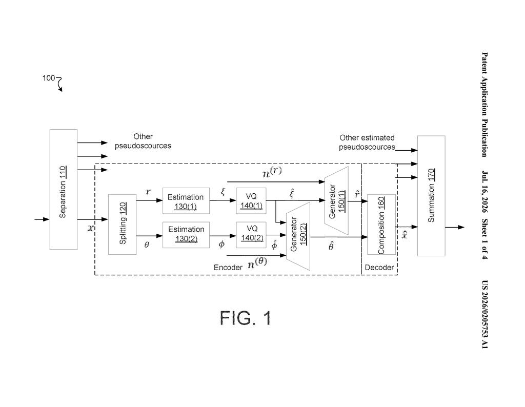 Google Patent: AI-Generated Spatial Audio From Mono Signals — figure from US 2026/0205753 A1
