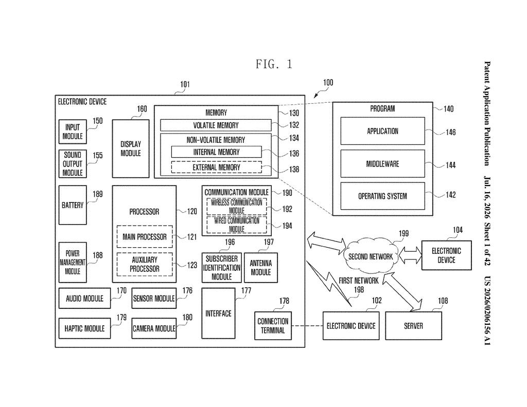 Samsung Patent: Foldable Phone Hinge Stopper Mechanism — figure from US 2026/0206156 A1