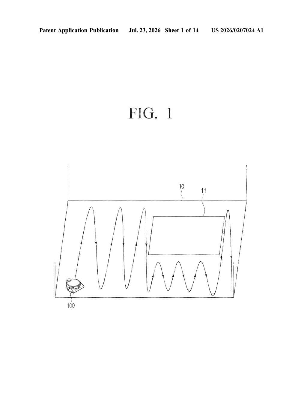 Samsung Patent: Robot Vacuum That Plans Mopping by Battery Level — figure from US 2026/0207024 A1