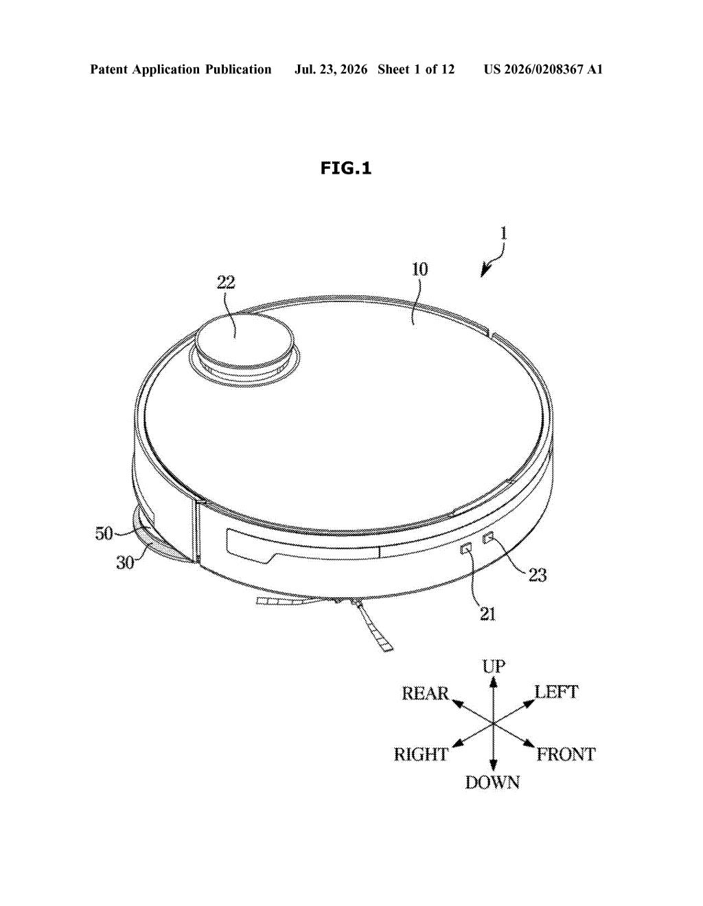 Samsung Patent: Robot Vacuum That Detects Door Thresholds — figure from US 2026/0208367 A1