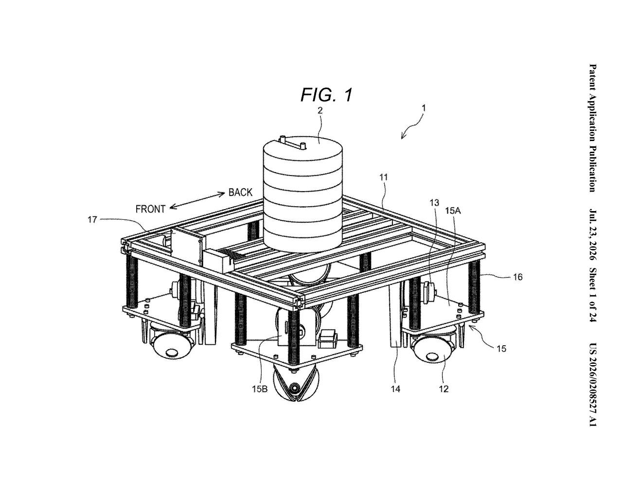 Sony Patent: Omnidirectional Wheel for Legged Robots — figure from US 2026/0208527 A1