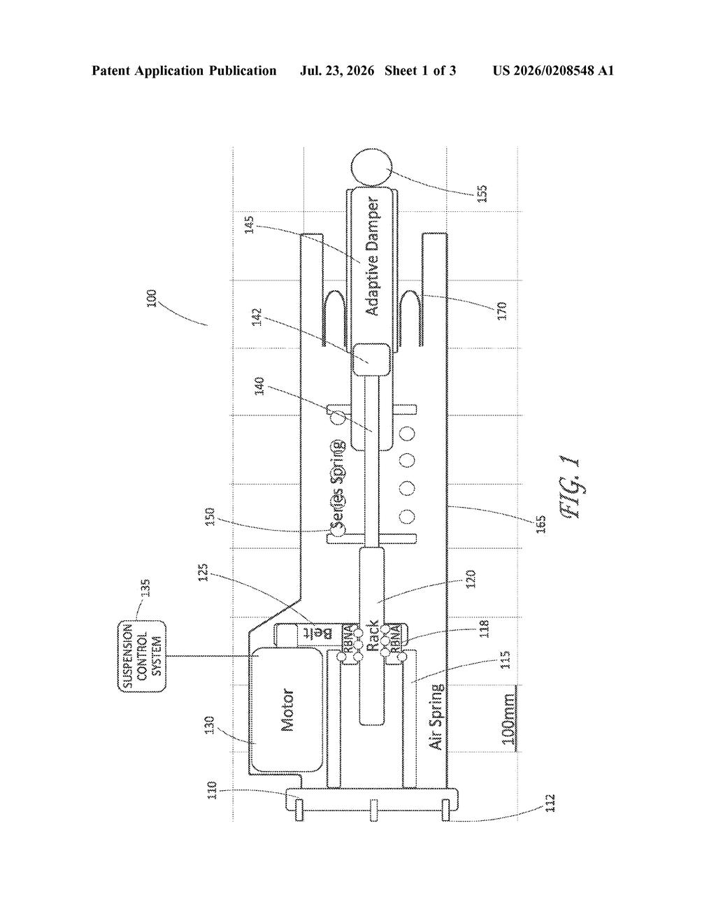 Tesla Patent: Active Suspension System With Adaptive Damper — figure from US 2026/0208548 A1