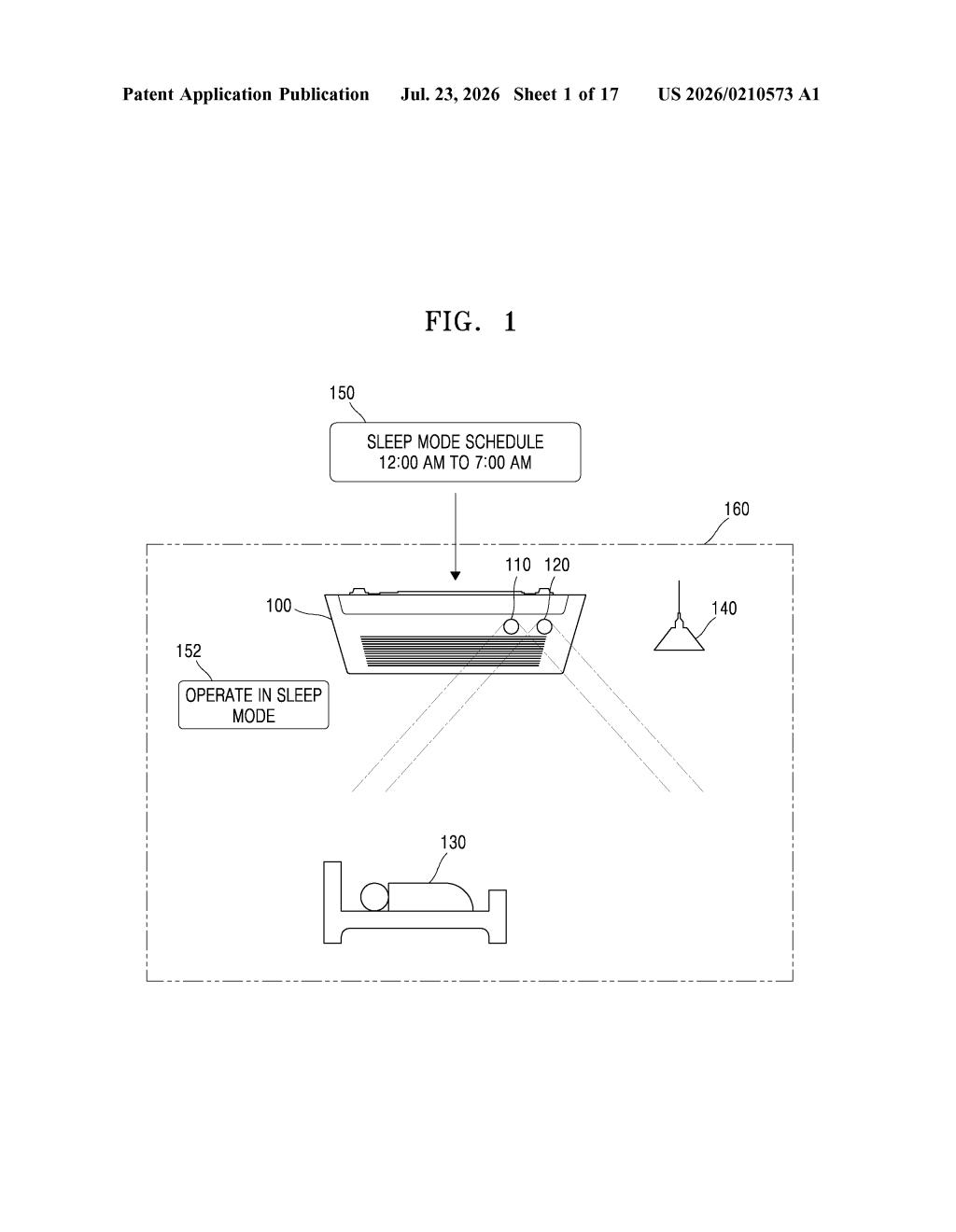 Samsung Patent: AI Conditioner That Detects Sleep Automatically — figure from US 2026/0210573 A1