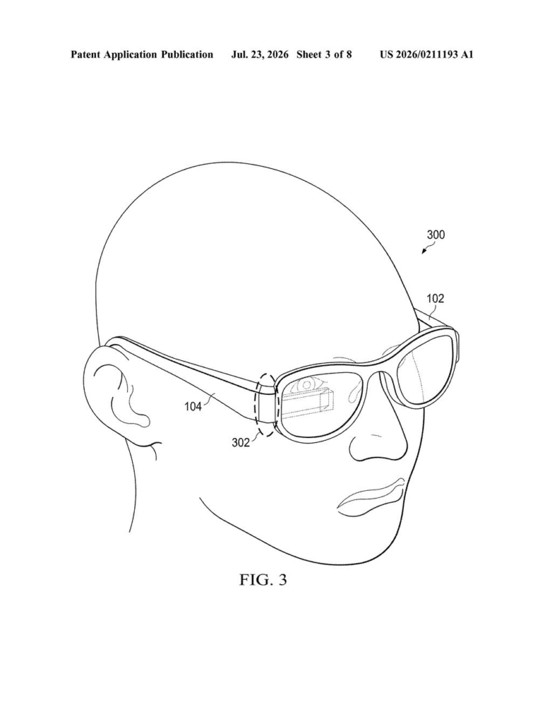 Google Patent: AR Glasses with Built-In Prescription Lenses — figure from US 2026/0211193 A1
