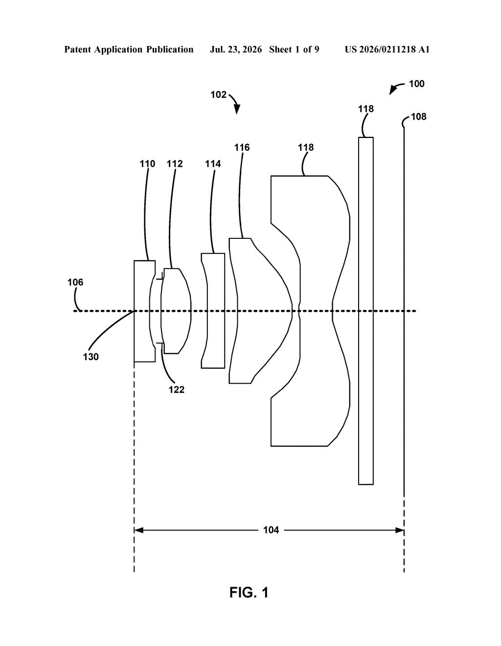 Google Patent: Wide-Angle Optical Lens Design Explained — figure from US 2026/0211218 A1