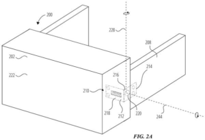 Patent drawing: Apple Patents a Hinge That Lets Wearable Displays Pivot in Two Directions