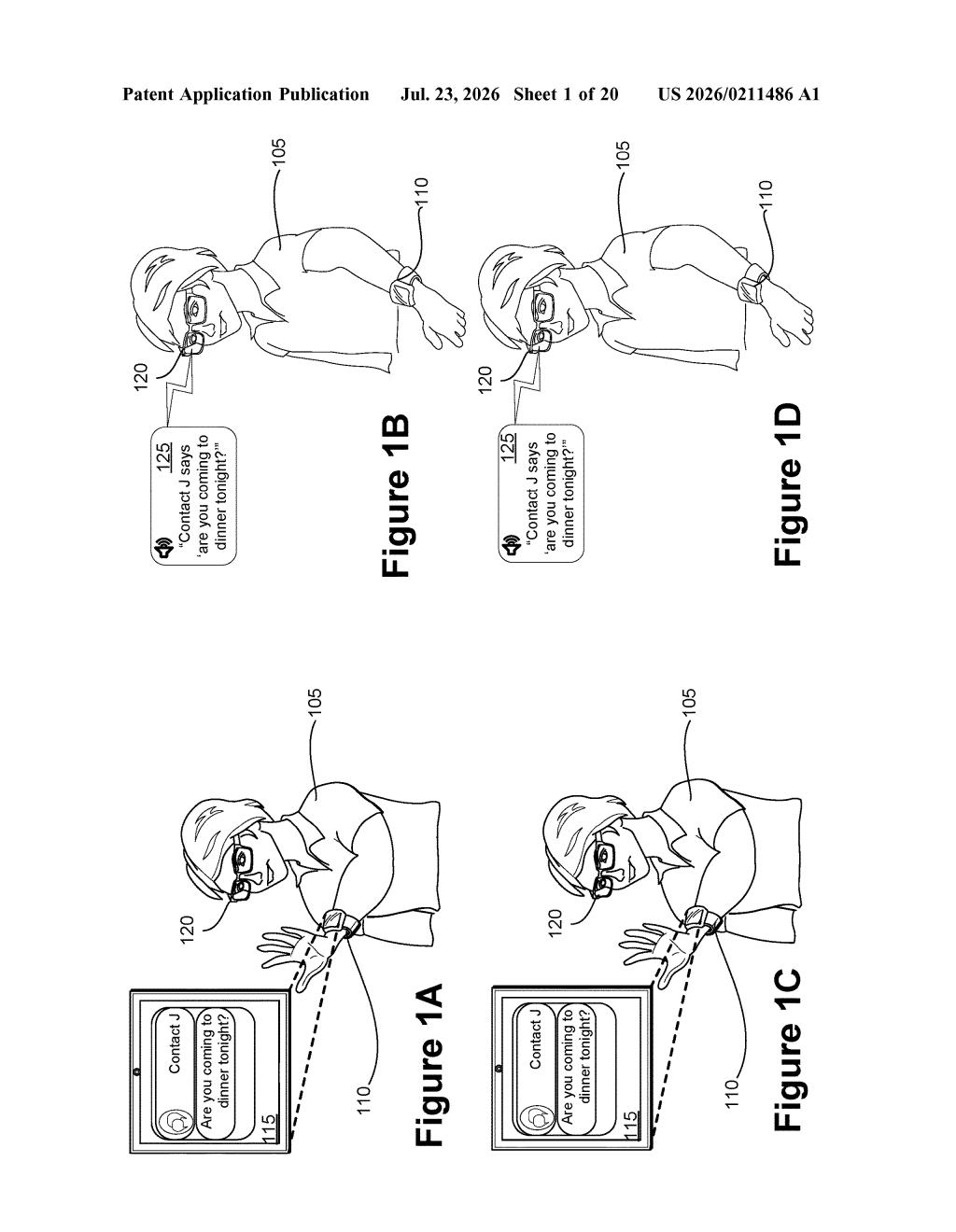 Meta Patent: Smart Glasses AI Answers on Your Smartwatch — figure from US 2026/0211486 A1
