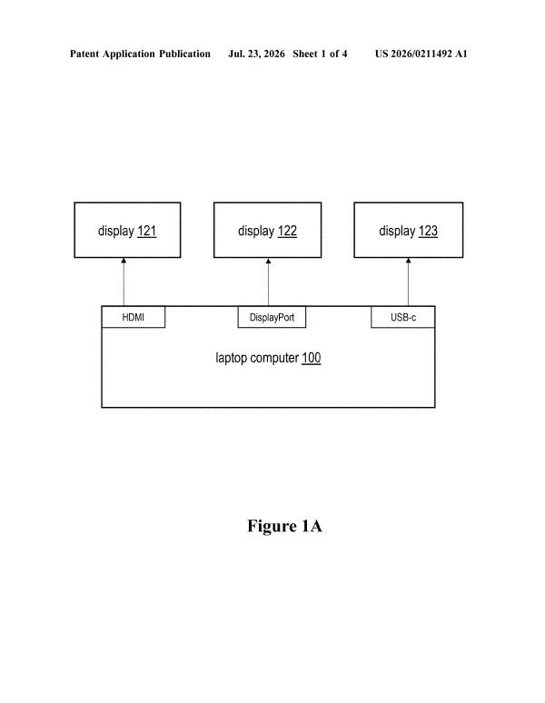Patent drawing: IBM Patent Automates Multiple Monitor Setup by Tracking Your Eye Movement