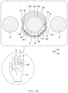 Patent drawing: Samsung Patents a Smart Ring That Reads a Finger Pressed Into Its Groove