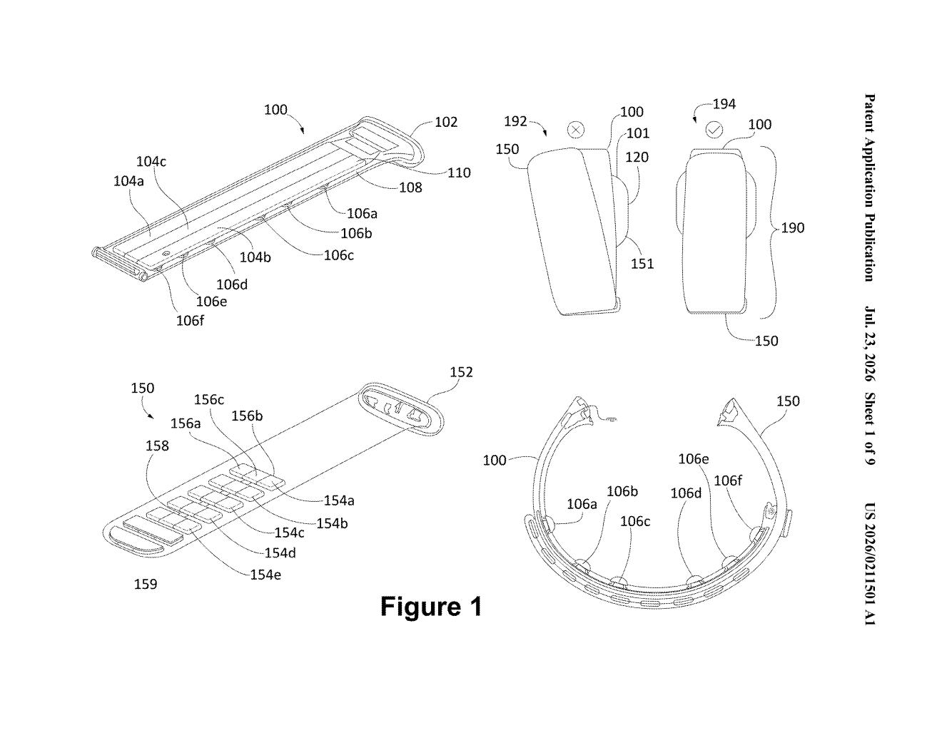 Meta Patent: Self-Aligning Magnetic Wristband for Neural Signals — figure from US 2026/0211501 A1