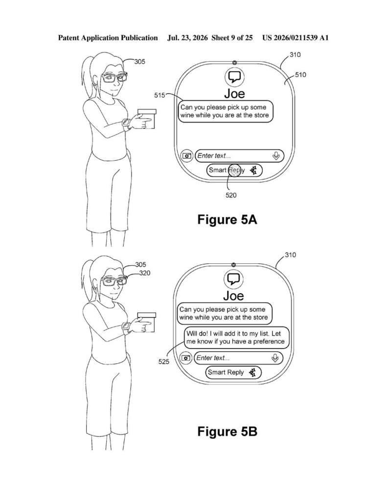 Meta Patent: AI Assistant Split Between Glasses and Watch — figure from US 2026/0211539 A1