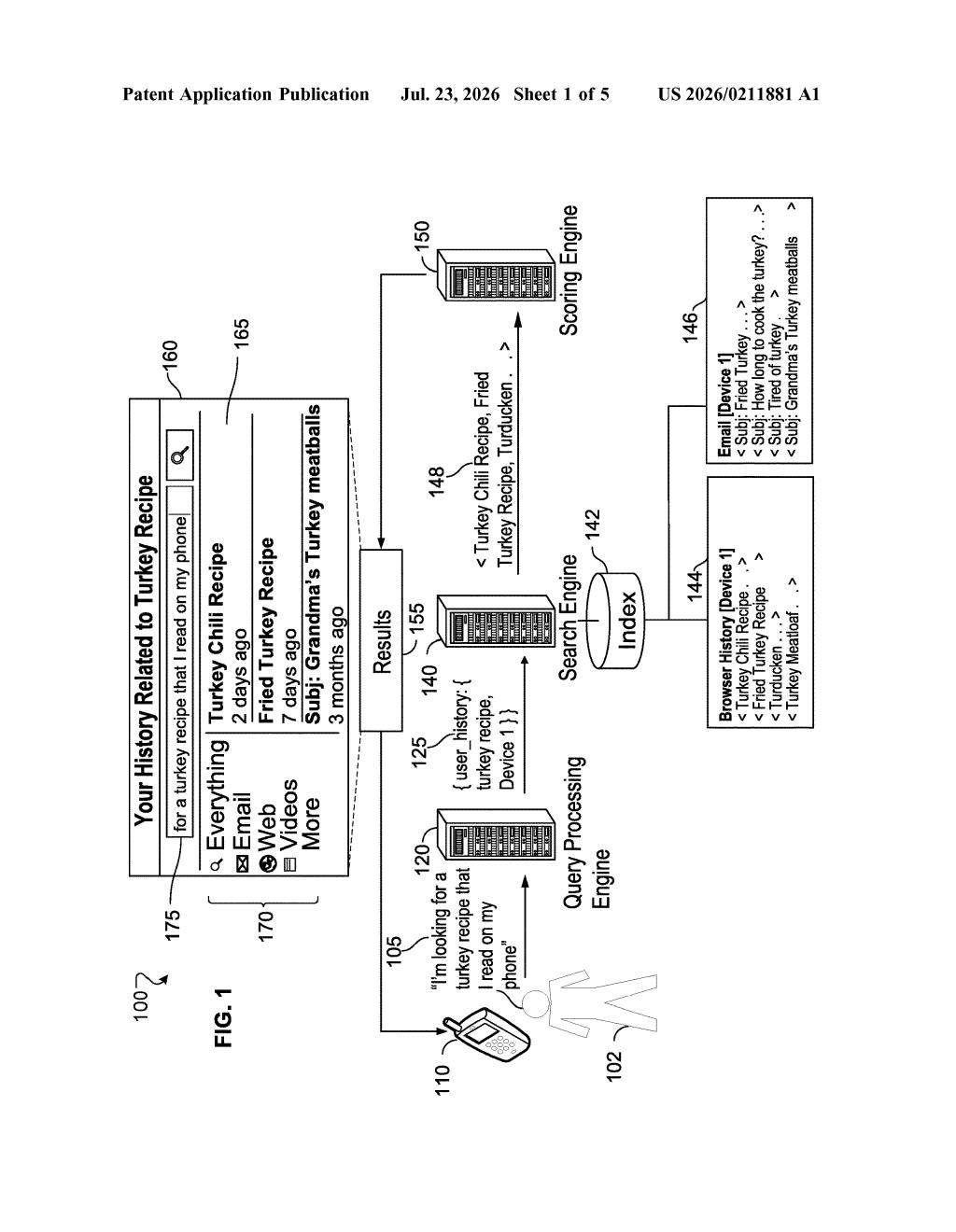 Google Patent: Search Results Built From Your Own History — figure from US 2026/0211881 A1