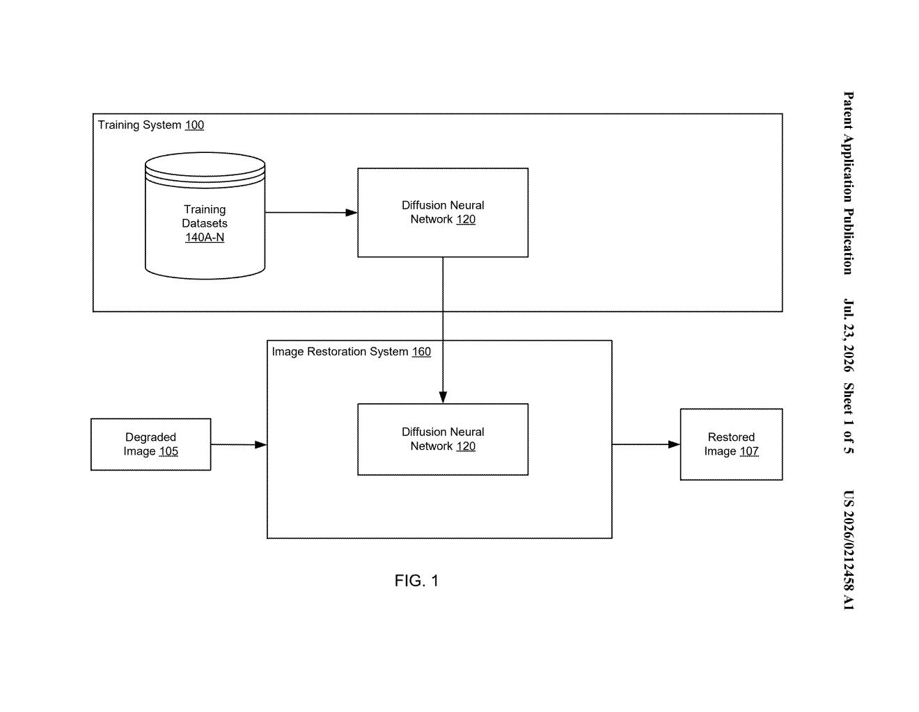 Google Patent: AI Image Restoration for Multiple Defects — figure from US 2026/0212458 A1