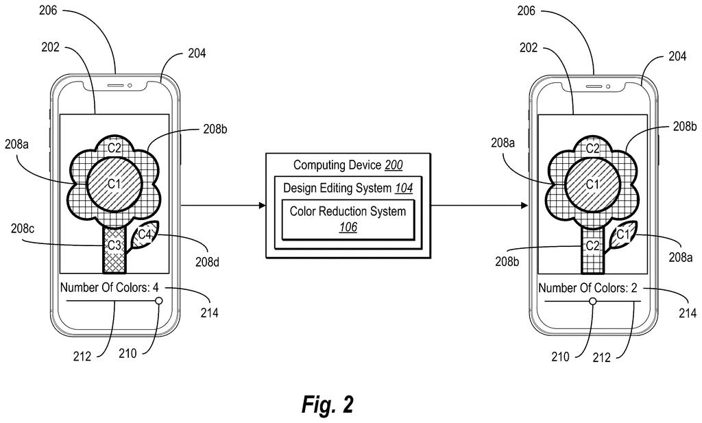 Adobe Patent: Automatic Color Palette Reduction for Vector Art — figure from US 2026/0212546 A1