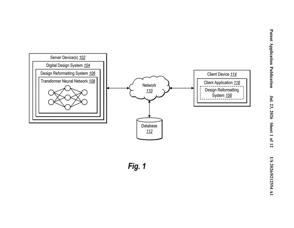 Adobe Patent: AI Resizes Graphic Designs to Any Aspect Ratio — figure from US 2026/0212554 A1