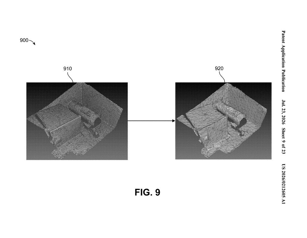 Qualcomm Patent: 3D Scene Reconstruction with Mesh Simplification — figure from US 2026/0212605 A1