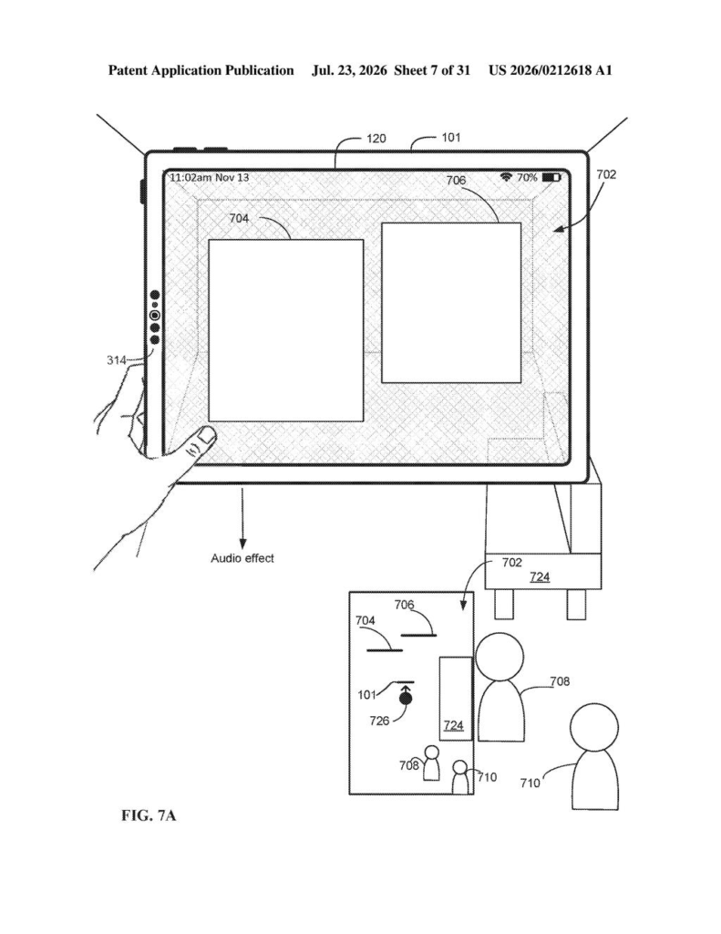 Apple Patent: AR Headset Lets People Break Through Virtual Screens — figure from US 2026/0212618 A1