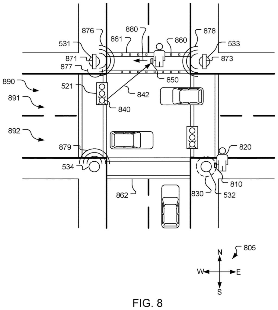 Qualcomm Patent: Traffic Lights as GPS Positioning Aids — figure from US 2026/0212757 A1