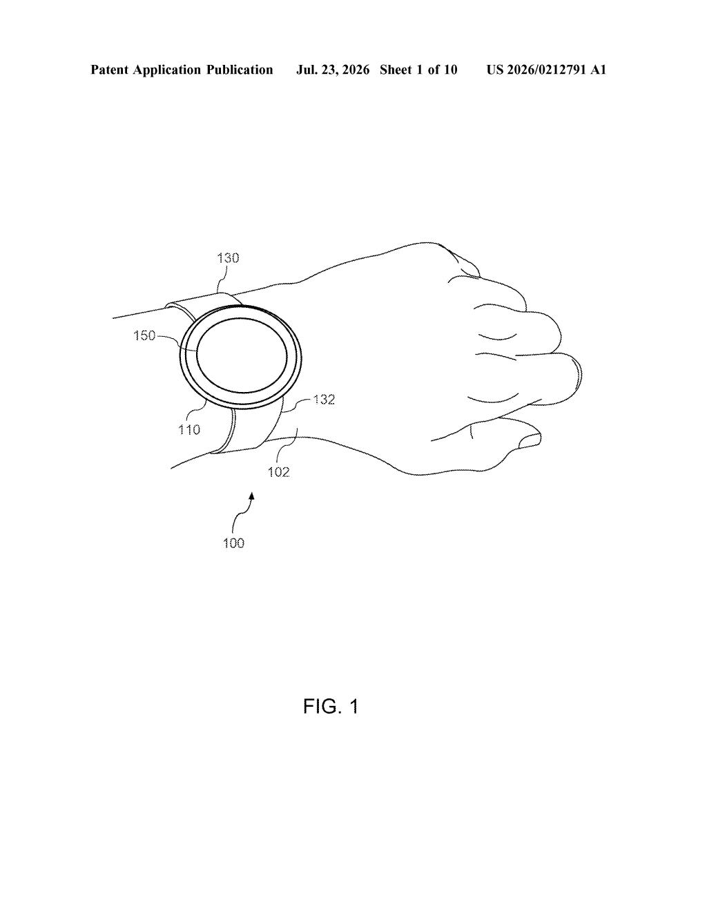 Google Patent: Circular Bent Display for Wearables — figure from US 2026/0212791 A1