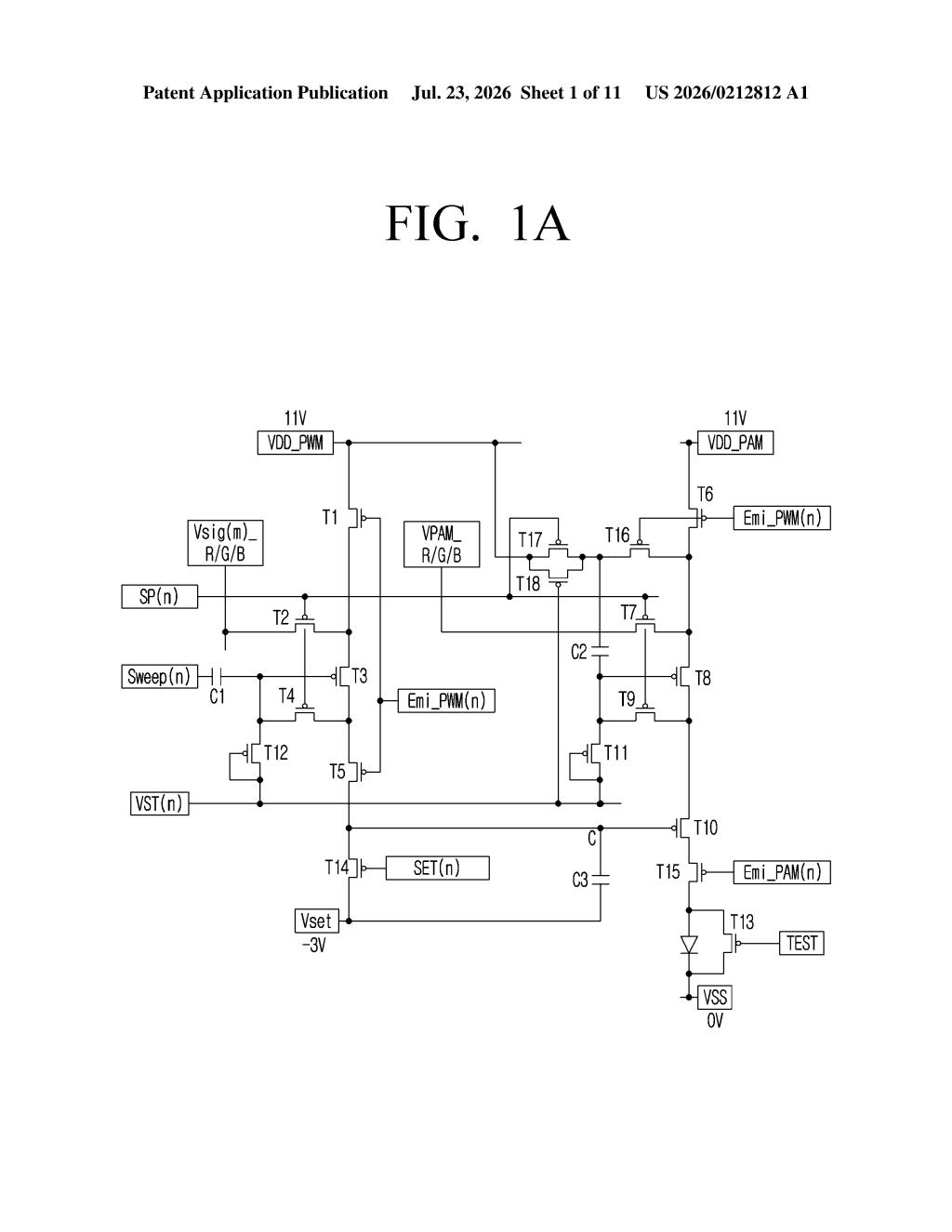 Samsung Patent: Pixel Driving Circuit for Inorganic LEDs — figure from US 2026/0212812 A1