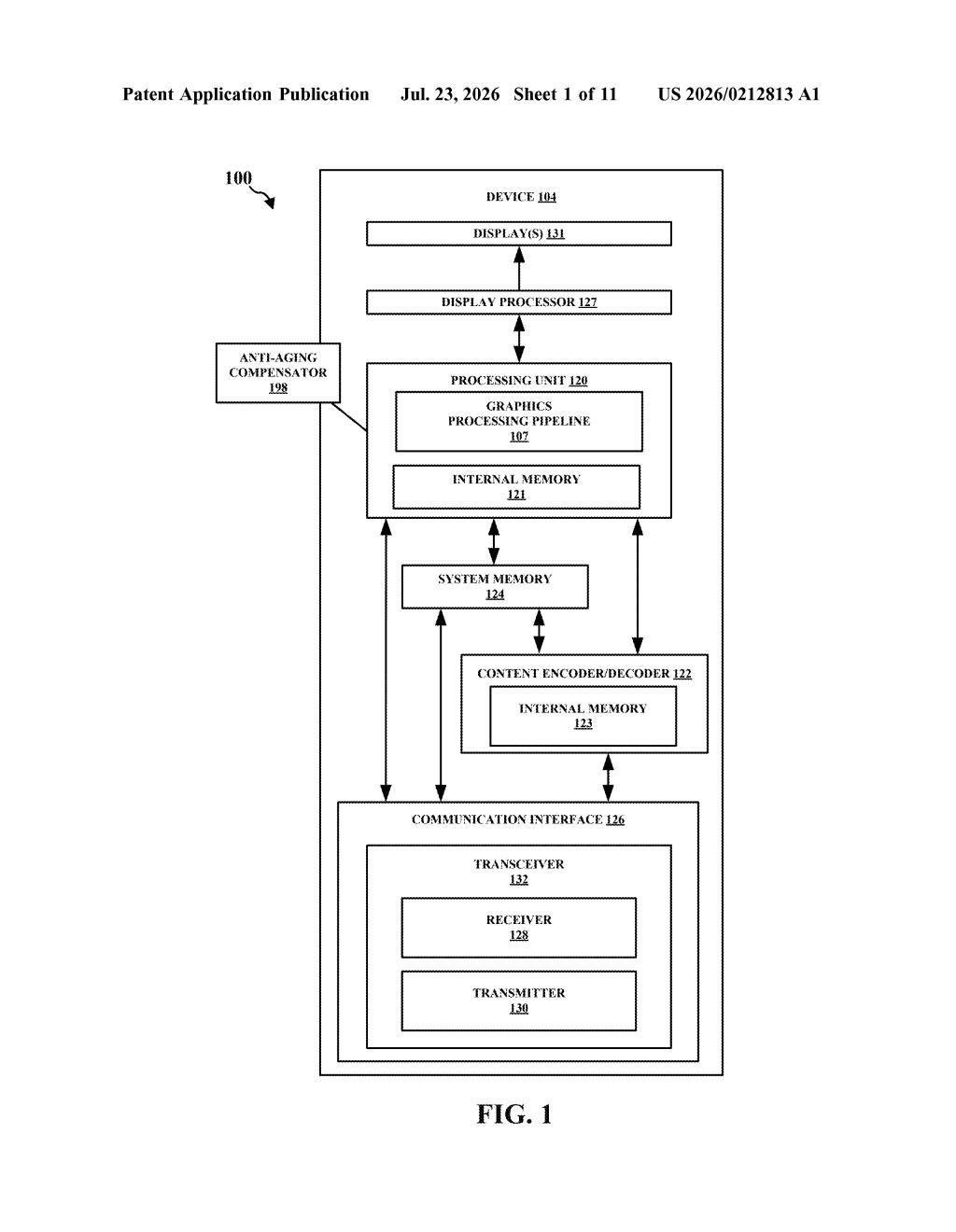 Qualcomm Patent: Ambient Light Screen Burn-In Prevention — figure from US 2026/0212813 A1